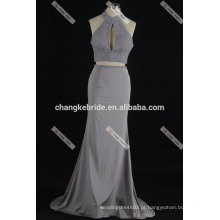 Sexy Beaded Halter Neck Lace Appliqued Satin de duas peças 2016 Prom Dress